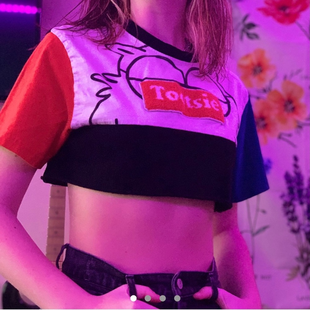 Cropped Tootsie color block tee!! Size medium